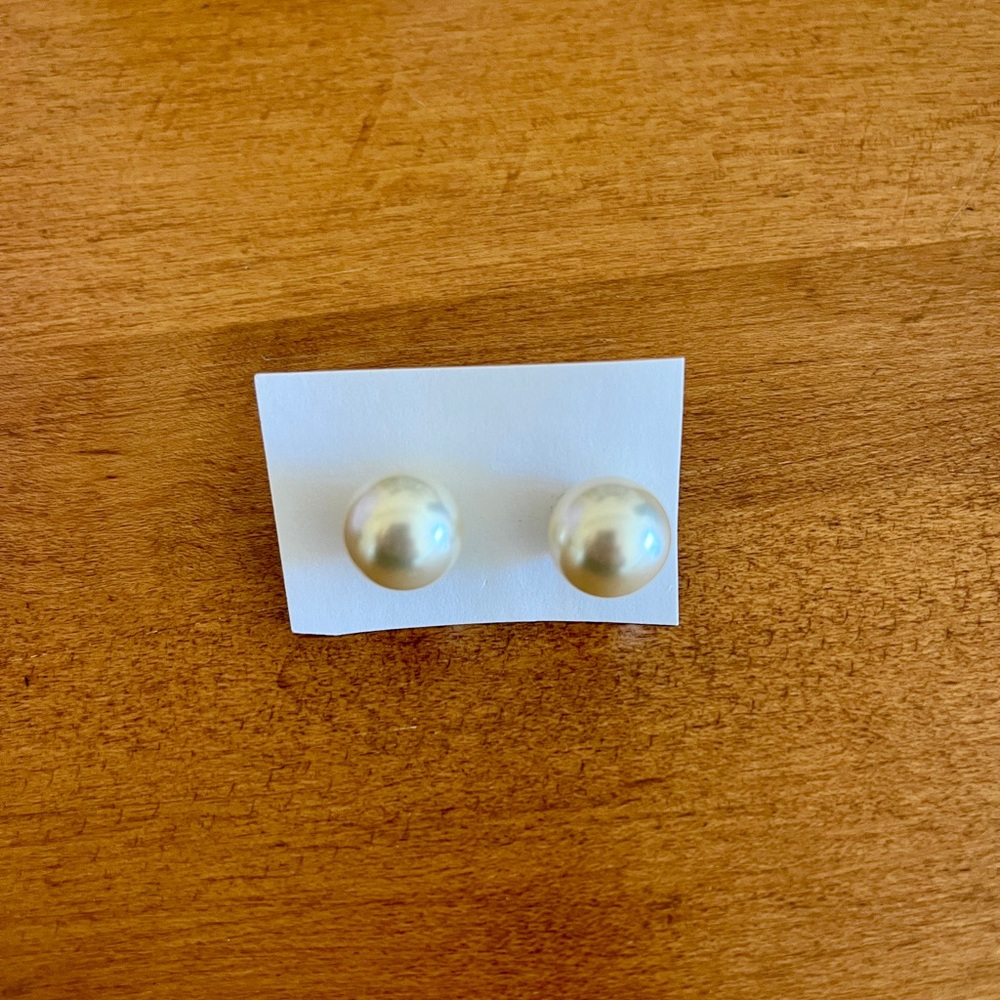 Faux large pearl earrings